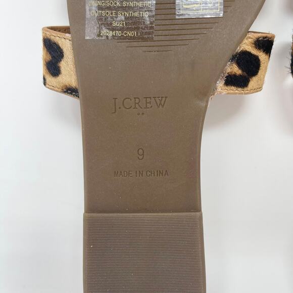 J. Crew Calf Hair Leopard Beachside Slide Sandals Womens 9 Flat Classic Animal - Picture 7 of 7